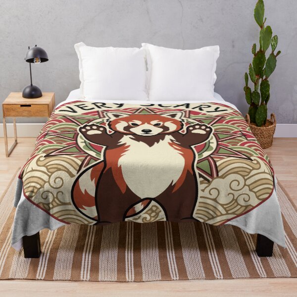 Item preview, Very Scary Red Panda Japanese Woodblock Boho Sun designed and sold by Arc2020.