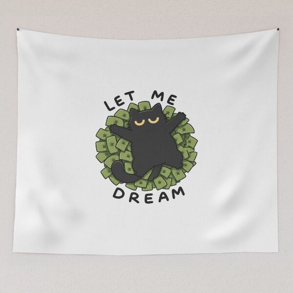 Item preview, Let Me Dream – Chubby Black Cat on Money Cute Funny designed and sold by RedHDesign.