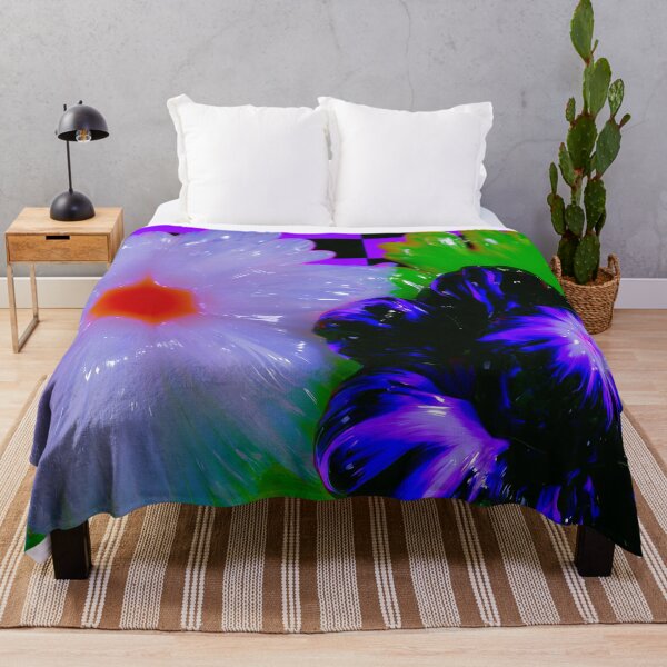 Item preview, Neon Surreal Flowers on Checkerboard designed and sold by bubblegoth.