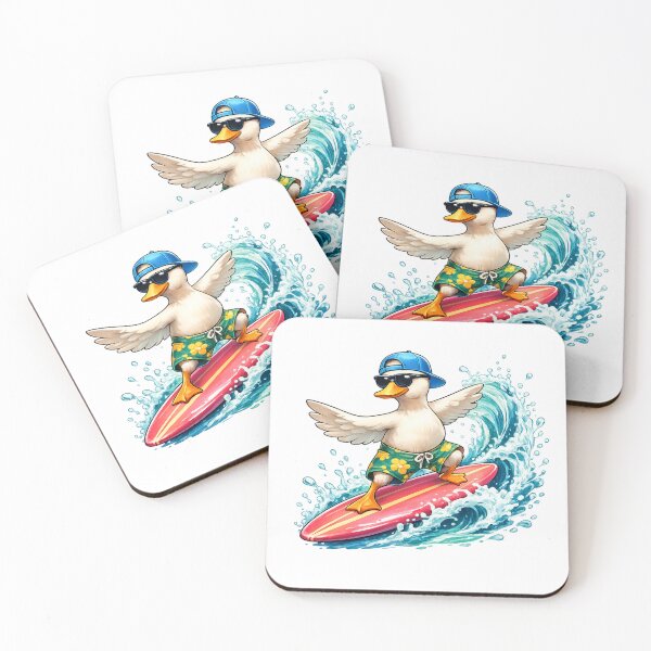 Item preview, Cool Surfing Duck Riding Waves Beach designed and sold by Moizento.