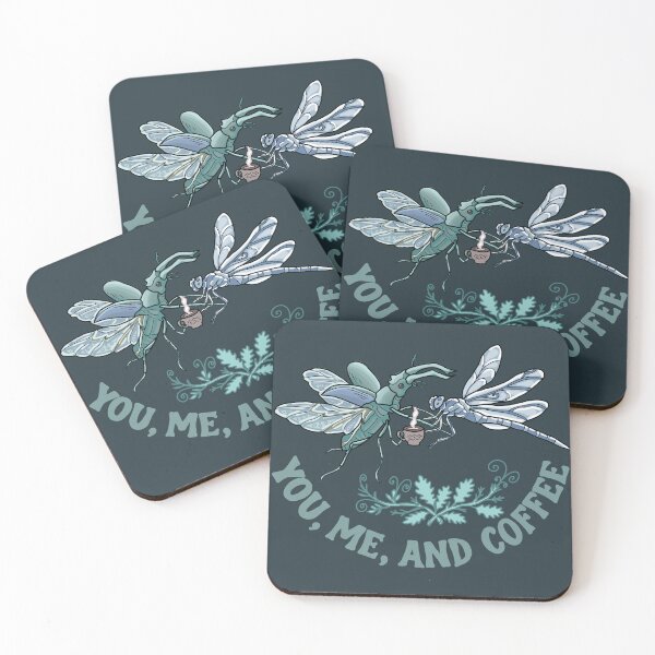 Item preview, Stag Beetle and Dragonfly Folk Art Coffee Illustration designed and sold by LeshanArt.
