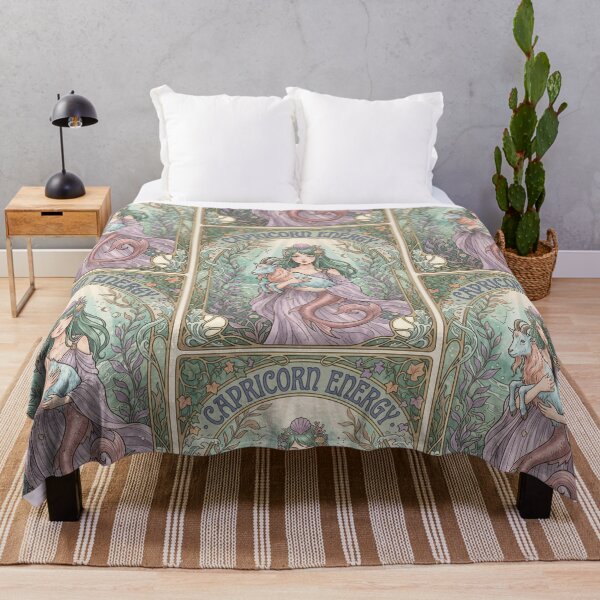Item preview, Capricorn Energy Anime Zodiac Girl with Sea Goat – Mystical Astrology Fantasy Art Print designed and sold by RSDigitalPrintDesign.