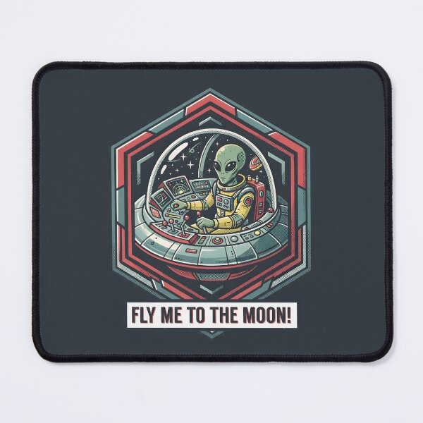 Item preview, Fly Me To The Moon Retro UFO Alien Pilot Graphic designed and sold by DuckOddity.