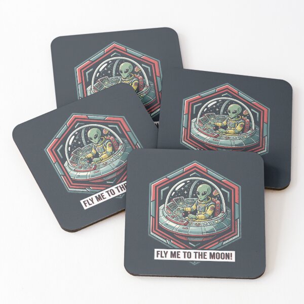 Item preview, Fly Me To The Moon Retro UFO Alien Pilot Graphic designed and sold by DuckOddity.