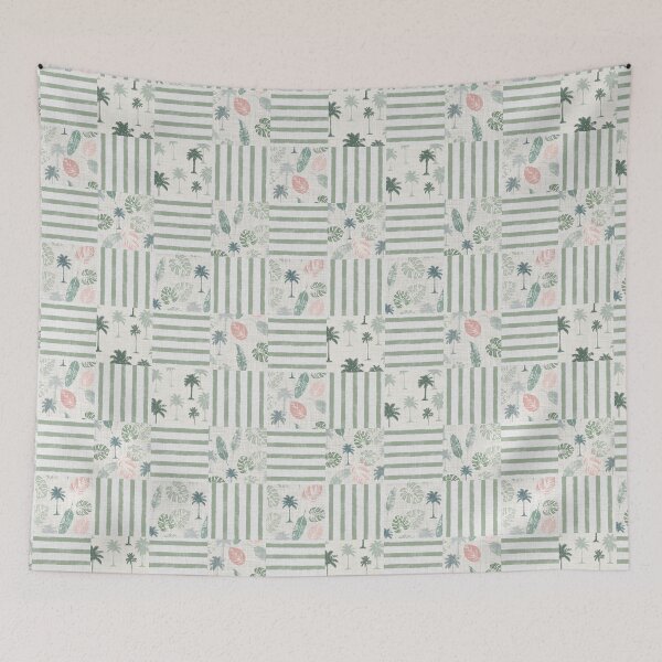 Item preview, Tropical Botanical Linen Quilt designed and sold by caladayart.