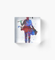 Man golfer, golfer, watercolor man golfer Acrylic Block