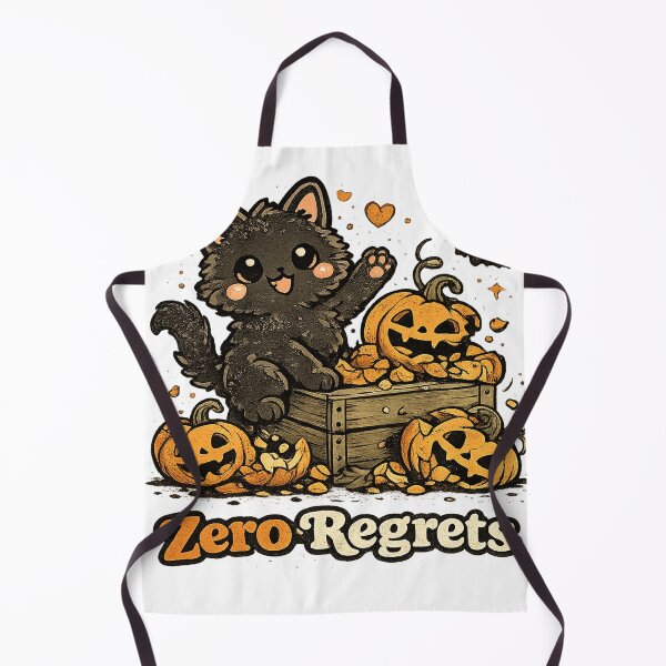 Item preview, Zero Regrets Cute Black Halloween Cat with Pumpkins | Funny Kawaii Cat Pun designed and sold by Ghostlycats2026.