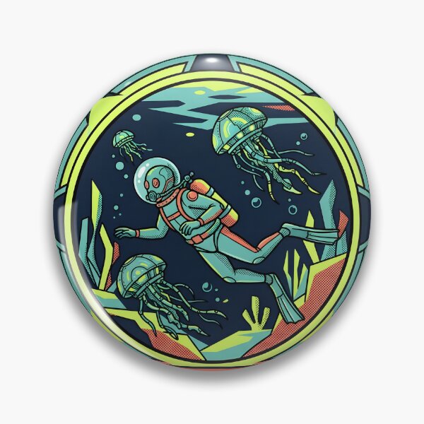 Item preview, Deep Dive Retro Alien Scuba Diver Mechanical Jellyfish designed and sold by DuckOddity.