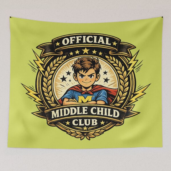 Item preview, Official Middle Child Club Badge T-Shirt | Exclusive Sibling Membership Tee designed and sold by irfanshikh.