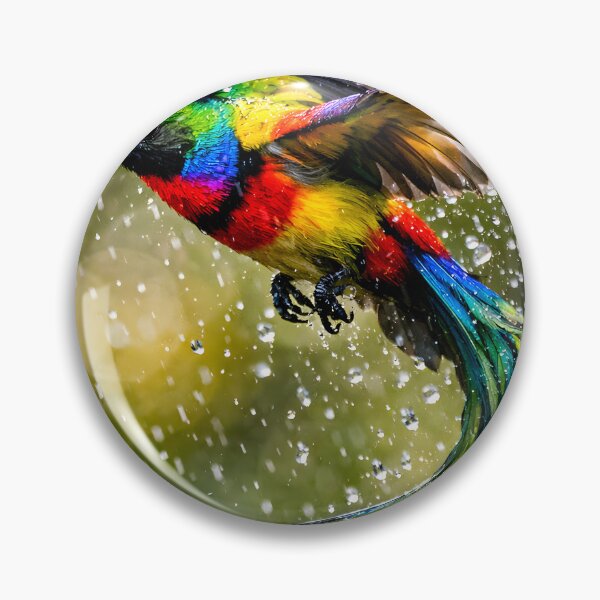 Item preview, A colorful rainbow bird flies through the summer rain. designed and sold by Fotografin1981.