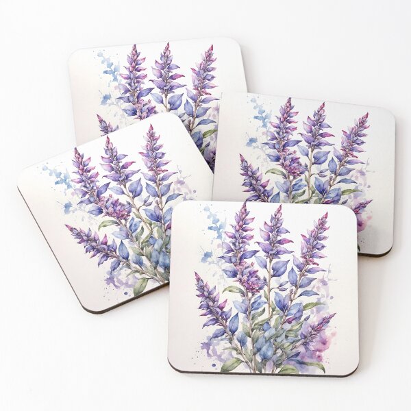 Aperçu de l'œuvre Peinture à l'aquarelle de fleurs de sauge créée et vendue par RawNaturePrints.