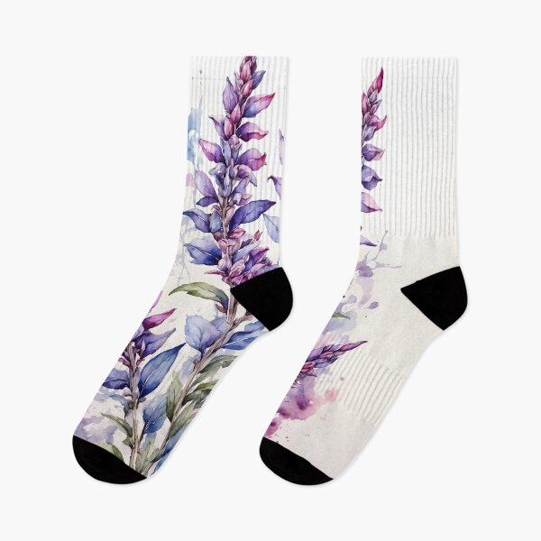 Aperçu de l'œuvre Peinture à l'aquarelle de fleurs de sauge créée et vendue par RawNaturePrints.