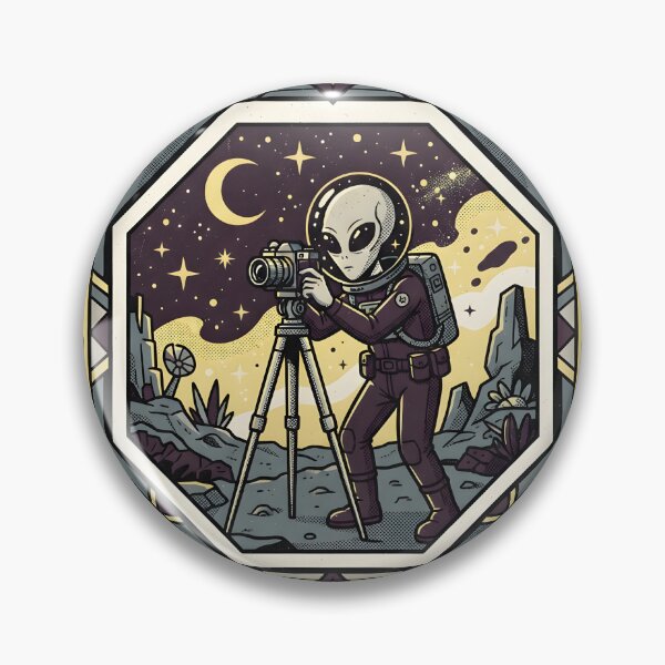 Item preview, Capture Moments Retro Alien Photographer Stargazing Art designed and sold by DuckOddity.
