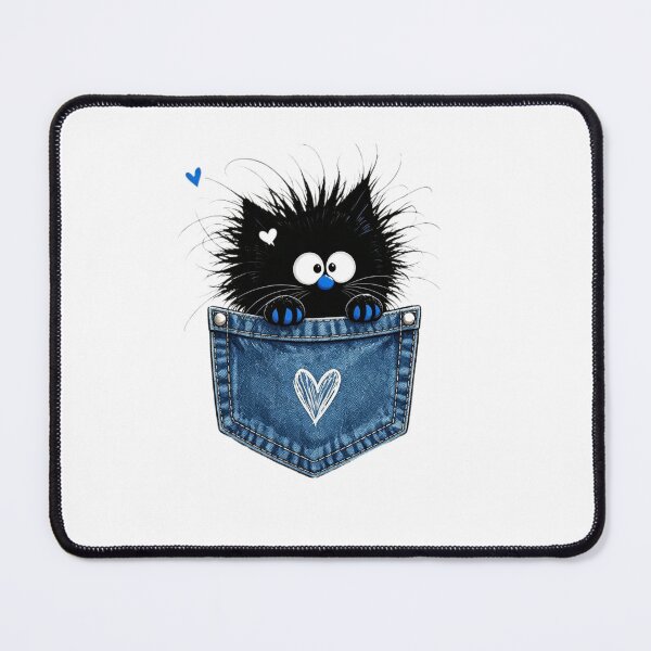 Item preview, Cute Fluffy Monster in Denim Pocket designed and sold by MintvexaDesign.