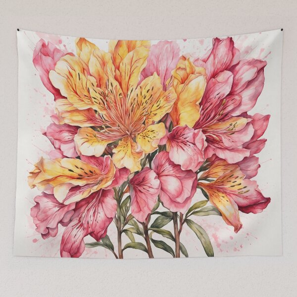 Item preview, Alstroemeria Flower Watercolor Painting designed and sold by RawNaturePrints.