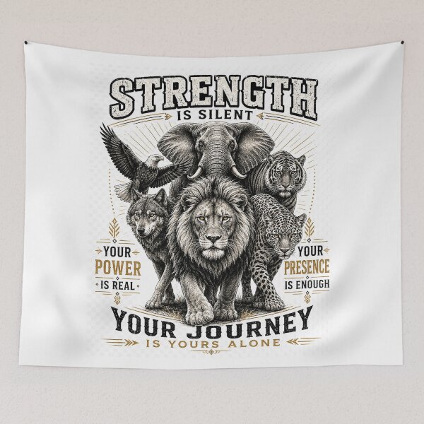 Item preview, Strength Is Silent Apex Predators T-Shirt, Lion Wolf Eagle Elephant Tiger Leopard Motivational Tee designed and sold by Igrowlab254.