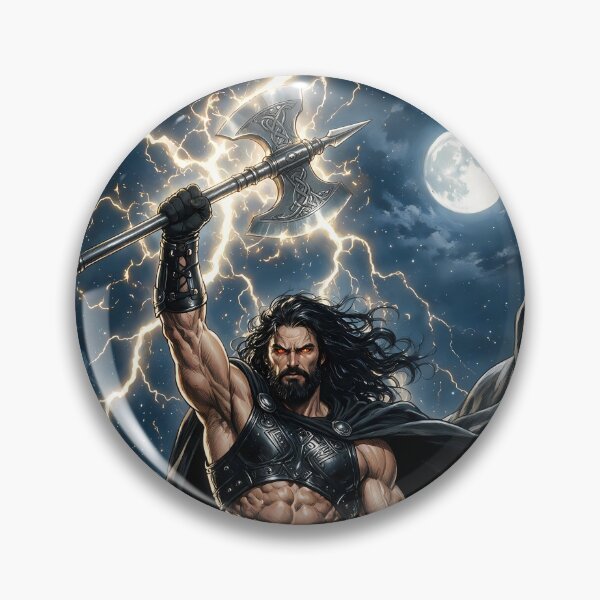 Item preview, Authentic Thor - Dark Viking Thunder God under Single Full Moon designed and sold by Resilient Mythos.