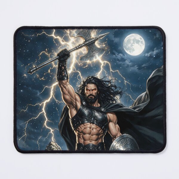 Item preview, Authentic Thor - Dark Viking Thunder God under Single Full Moon designed and sold by Resilient Mythos.
