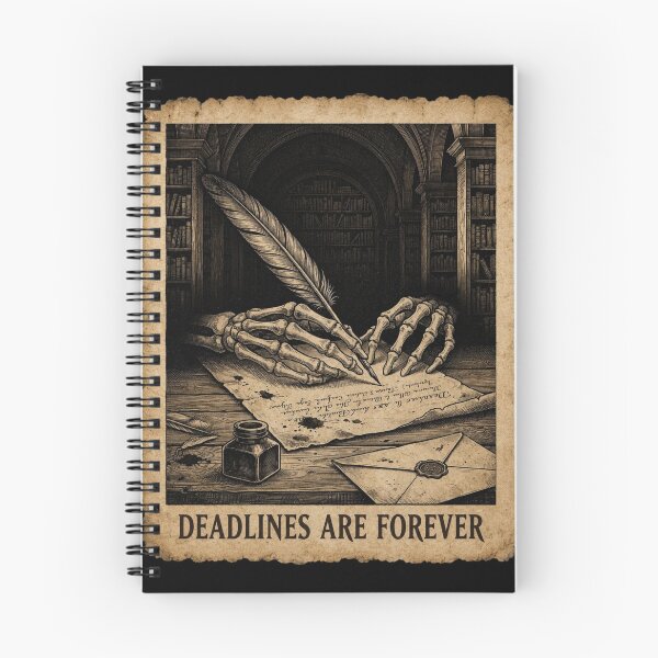 Item preview, Deadlines Are Forever Skeleton Writing Letter Dark Academia Vintage Aesthetic designed and sold by thoughtswear.