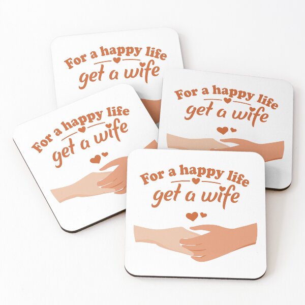 Item preview, For a Happy Life Get a Wife – Romantic Marriage & Love Quote Illustration 2 designed and sold by WordPlayStudio.