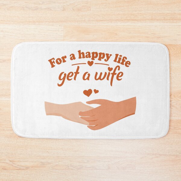 Item preview, For a Happy Life Get a Wife – Romantic Marriage & Love Quote Illustration 2 designed and sold by WordPlayStudio.
