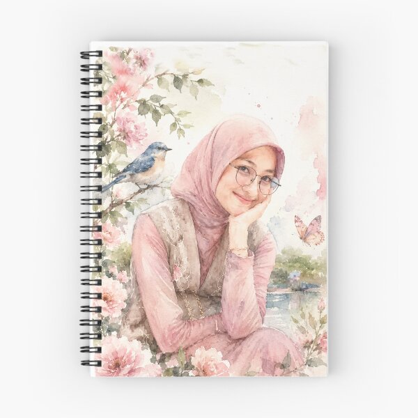 Item preview, Pink Watercolor Hijab Portrait traditional illustration designed and sold by sabartgunpla.