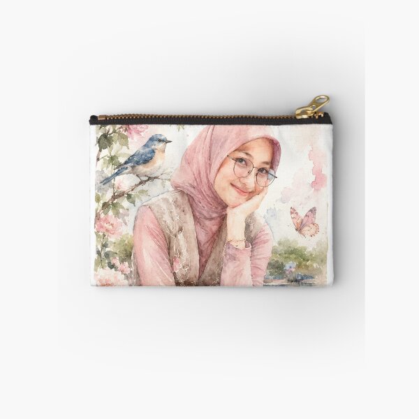 Item preview, Pink Watercolor Hijab Portrait traditional illustration designed and sold by sabartgunpla.