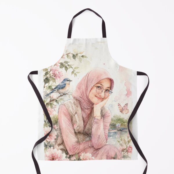 Item preview, Pink Watercolor Hijab Portrait traditional illustration designed and sold by sabartgunpla.