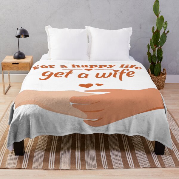 Item preview, For a Happy Life Get a Wife – Romantic Marriage & Love Quote Illustration 2 designed and sold by WordPlayStudio.