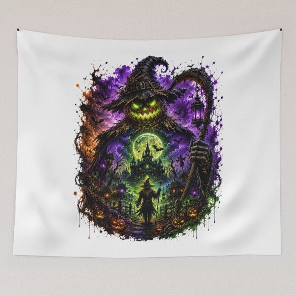 Item preview, Gothic Pumpkin Witch Halloween – Jack-o'-Lantern Scarecrow, Haunted Castle and Full Moon designed and sold by Limitless expressions - wear your mindset .