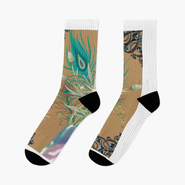 Item preview, Peacock Feather Bouquet in Iridescent Vase – Whimsical Botanical Art designed and sold by Extremeallie.