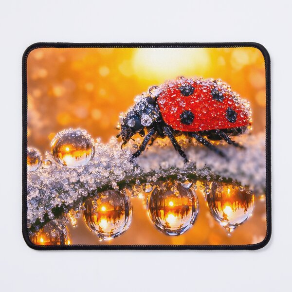 Item preview, Ladybug with morning dew in a golden sunset designed and sold by Fotografin1981.