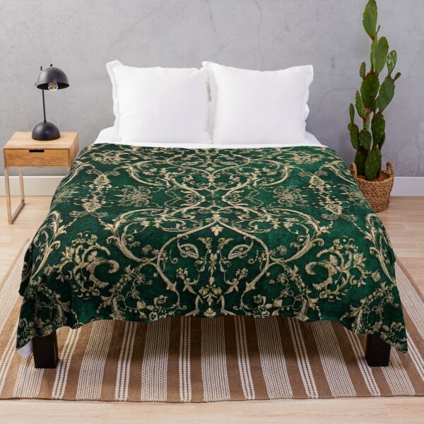 Item preview, Luxury Emerald Green and Gold Damask Pattern designed and sold by Rama KLK.