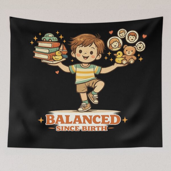Item preview, Balanced Since Birth Middle Child T-Shirt | Life Juggling Sibling Tee designed and sold by irfanshikh.