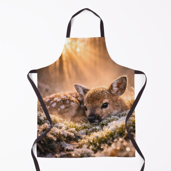 Item preview, Cute fawn in the frosty forest at sunrise designed and sold by Fotografin1981.
