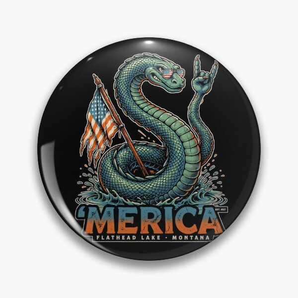Item preview, 'Merica Flathead Lake Monster Montana Sea Serpent Flag Tee designed and sold by DarylWelsh2024.