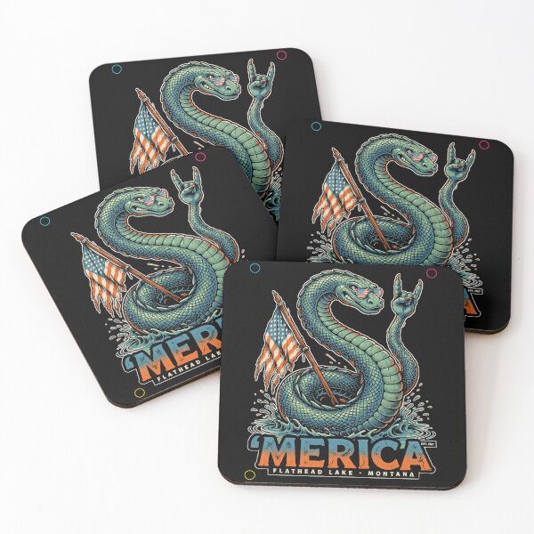 Item preview, 'Merica Flathead Lake Monster Montana Sea Serpent Flag Tee designed and sold by DarylWelsh2024.