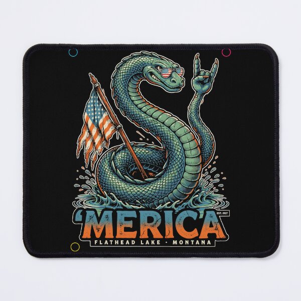 Item preview, 'Merica Flathead Lake Monster Montana Sea Serpent Flag Tee designed and sold by DarylWelsh2024.