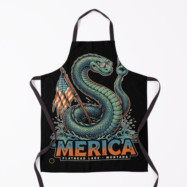Item preview, 'Merica Flathead Lake Monster Montana Sea Serpent Flag Tee designed and sold by DarylWelsh2024.