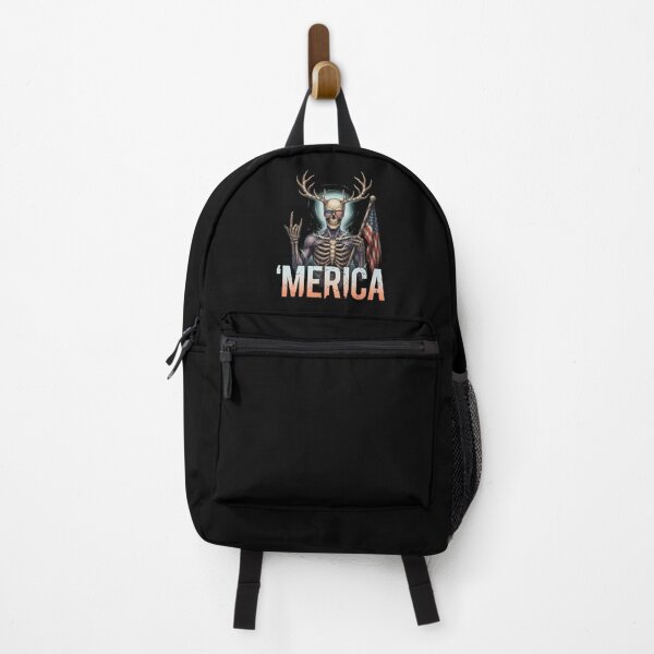 Item preview, 'Merica Wendigo Skeleton Antlers Patriotic Flag Tee designed and sold by DarylWelsh2024.