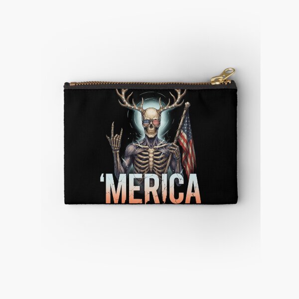 Item preview, 'Merica Wendigo Skeleton Antlers Patriotic Flag Tee designed and sold by DarylWelsh2024.