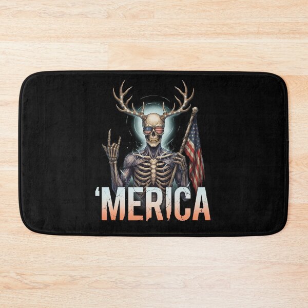 Item preview, 'Merica Wendigo Skeleton Antlers Patriotic Flag Tee designed and sold by DarylWelsh2024.