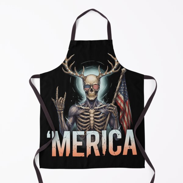 Item preview, 'Merica Wendigo Skeleton Antlers Patriotic Flag Tee designed and sold by DarylWelsh2024.