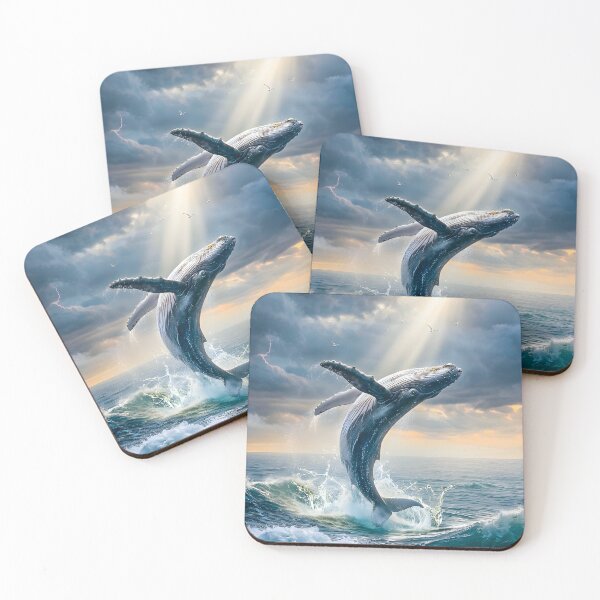 Item preview, Humpback whale leaps from the stormy sea in sunlight designed and sold by Fotografin1981.