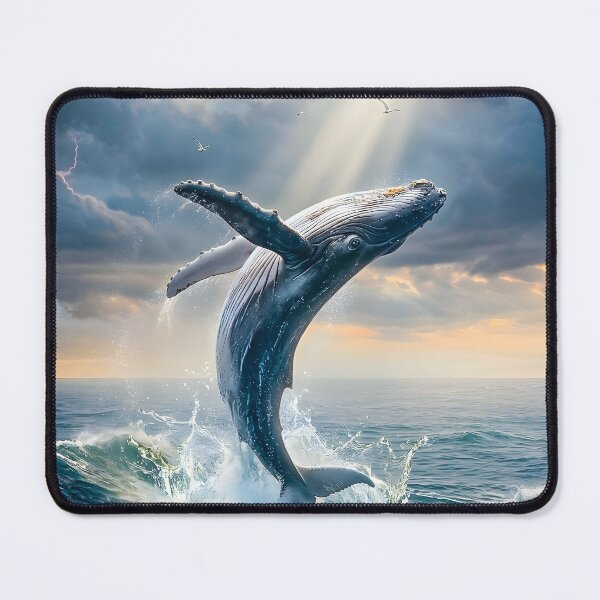 Item preview, Humpback whale leaps from the stormy sea in sunlight designed and sold by Fotografin1981.