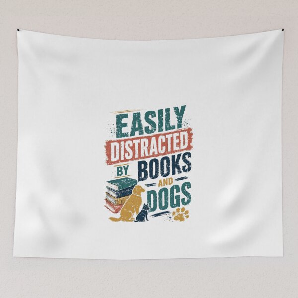 Item preview, Easily Distracted By Books And Dogs Bookworm Dog Lover Pet Parent Reader designed and sold by JonesFlora2025.