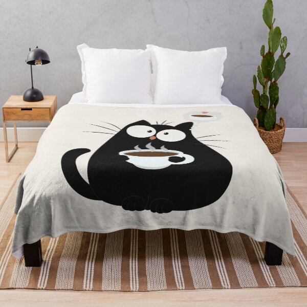Item preview, Funny Black Cat Drinking Coffee Art designed and sold by Moodprint5.
