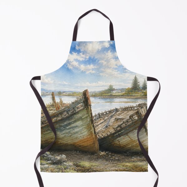 Item preview, weathered wooden shipwrecks resting side by side in watercolour designed and sold by alcame-photo.