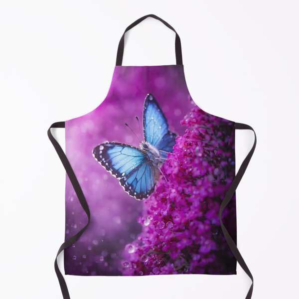 Item preview, Blue butterfly on purple lilac with water droplets designed and sold by Fotografin1981.