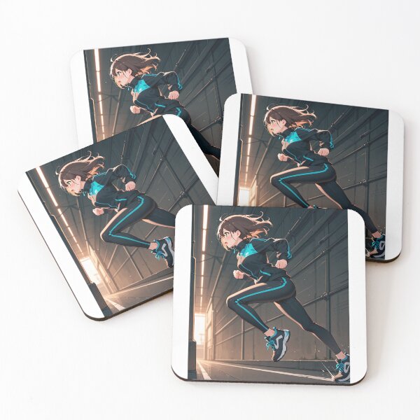 Item preview, Manga - Futuristic Athlete in Action, Urban Challenge Under Orange Neons designed and sold by AnimeShin.